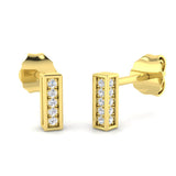 Minimalist 0.10 Ct Diamond Bar Stud Earrings in White Gold