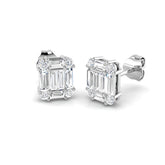 Stud Earrings with Rectangular Baguette Cluster | 1ct Gold