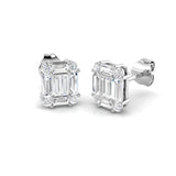 Stud Earrings with Rectangular Baguette Cluster | 1ct Gold