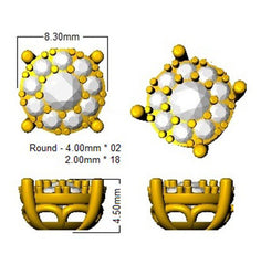 1.1 Carat D-E/VS Lab Grown Diamond Cluster Earring 9k Yellow Gold Ready To Ship