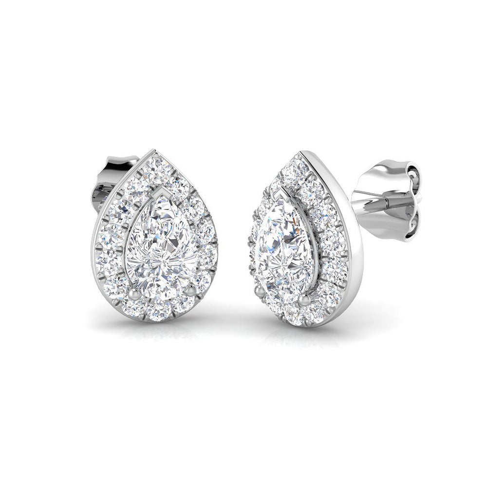 Halo Stud Earrings - 1.25 Carat Missy Pear Teardrop