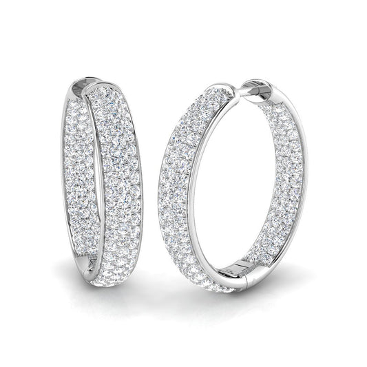 2.50 Carat Natural & Lab-Grown Round Cut Diamond Hoop Earring in Gold - UK Made