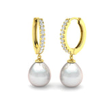 Clara 8.5ct Gold Pearl Diamond Earrings - Elegant Luxury Jewelry