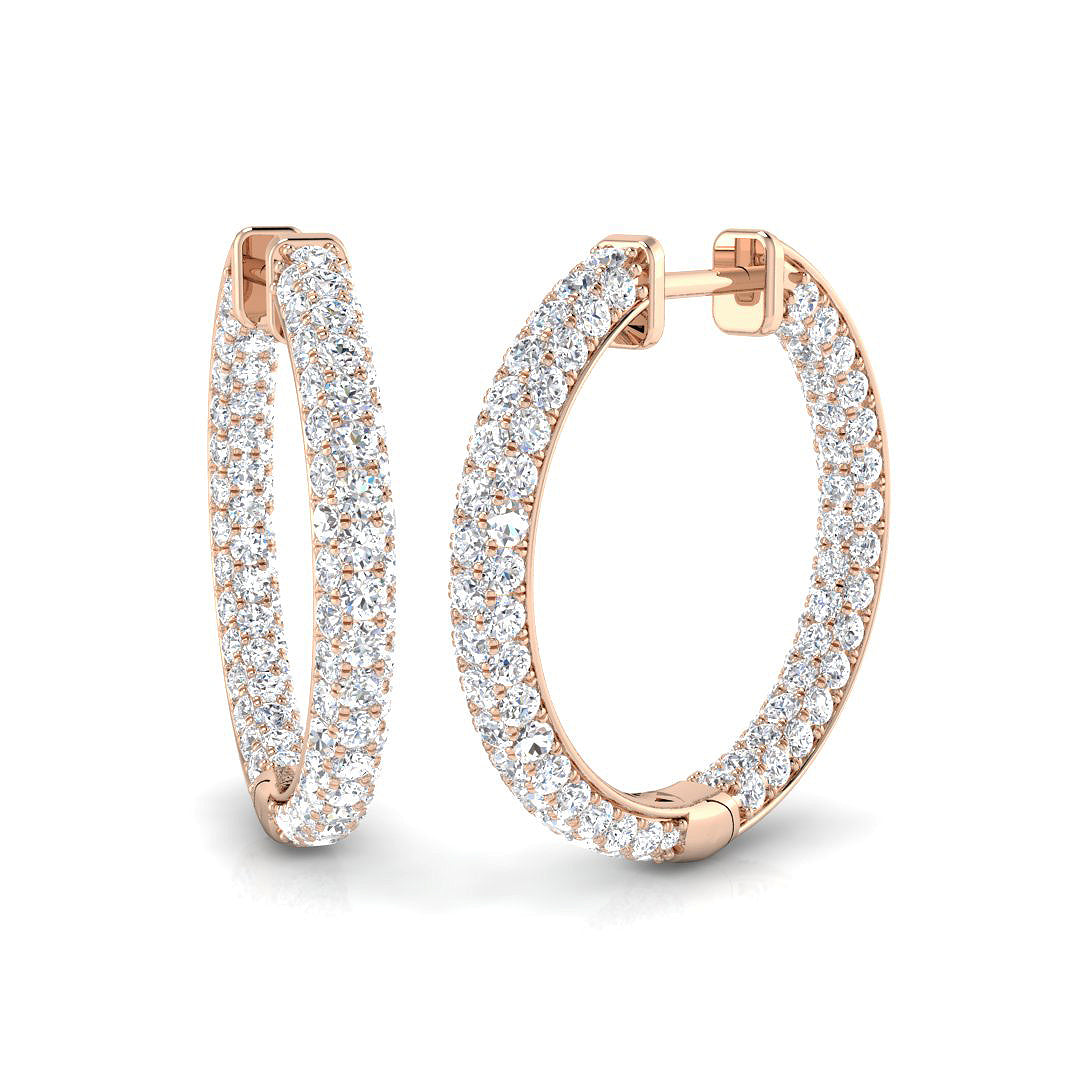 Natural & Lab-Grown Round Cut Diamond Hoop Earring in Gold - Certified Diamond