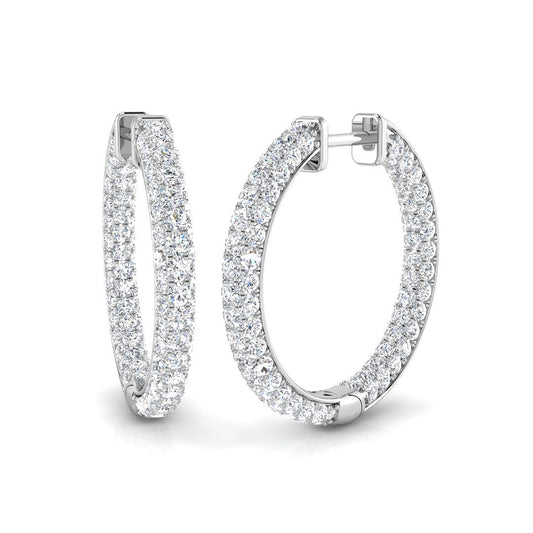 Natural & Lab-Grown Round Cut Diamond Hoop Earring in Gold - Certified Diamond