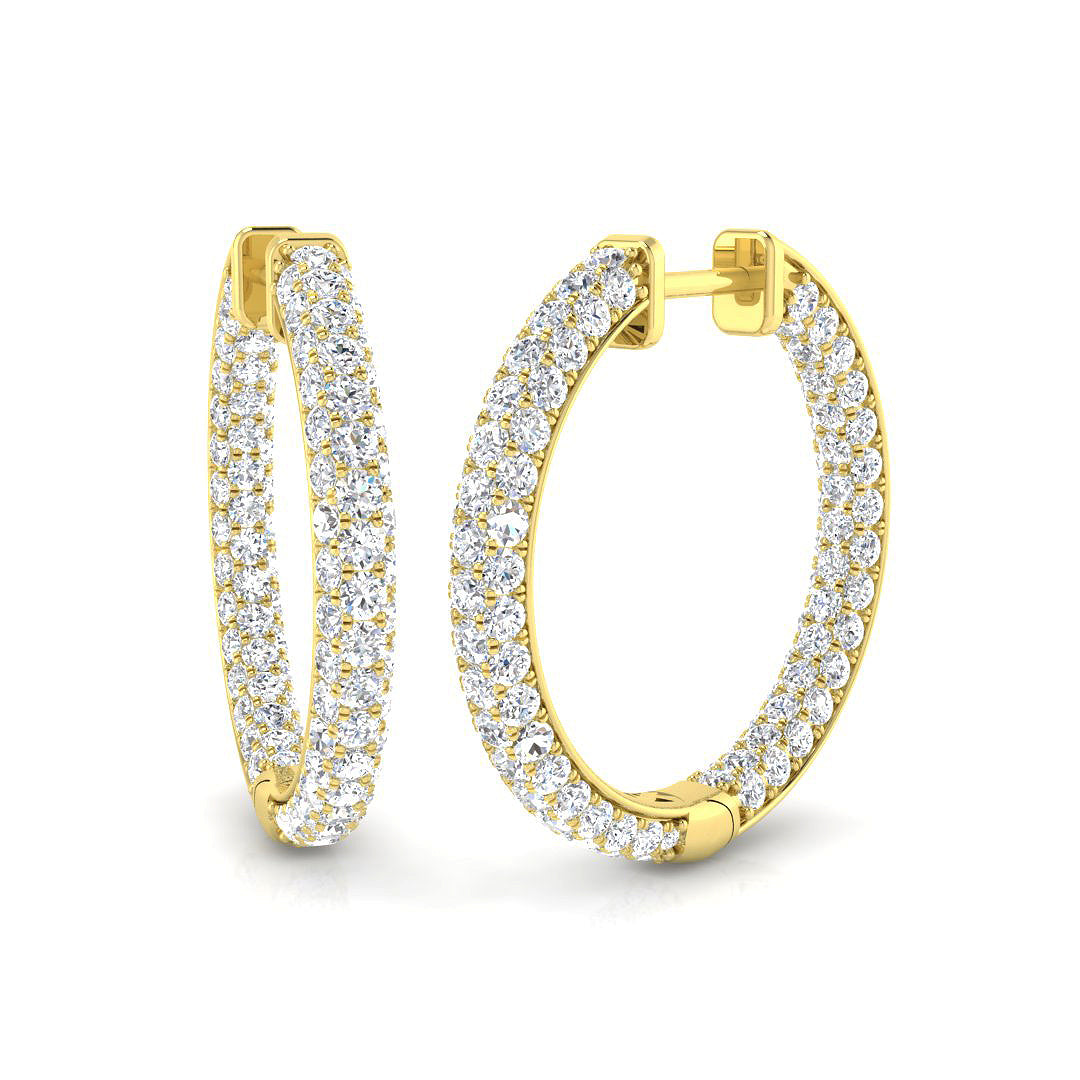 Natural & Lab-Grown Round Cut Diamond Hoop Earring in Gold - Certified Diamond