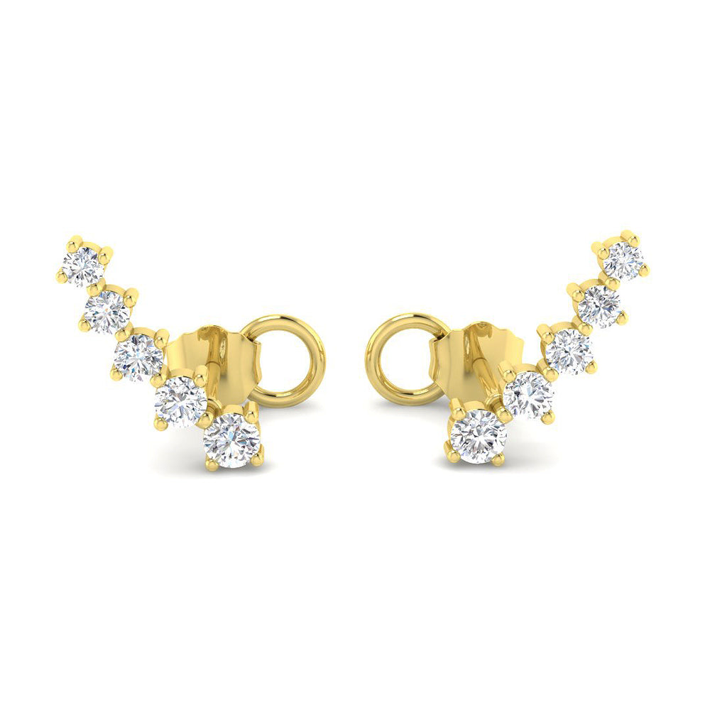 0.36ct Natural Diamond Round Cut Stud Earrings in 9K Yellow Gold