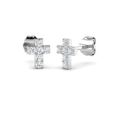 Stud Earrings with Cross Shape Diamond Cluster | 9kt Gold