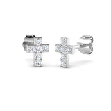 Stud Earrings with Cross Shape Diamond Cluster | 9kt Gold