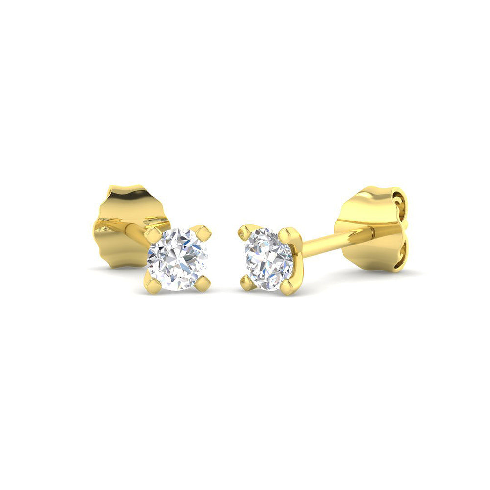 0.25ct Lab Diamond Round Cut Stud Earrings in 9K Yellow Gold
