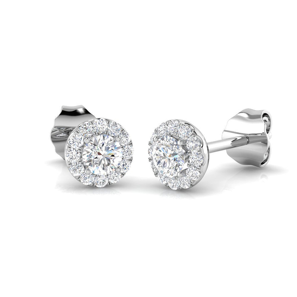 0.39ct Natural Diamond Round Cut Stud Earrings in 18K White Gold