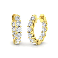 2 Carat D-E/VS Lab Grown Diamond Hoops Earring 9k Yellow Gold Ready To Ship