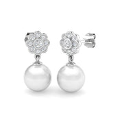 Corby Pearl Gold Earrings with 9ct Diamonds - Luxury Jewelry Elegance