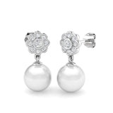Corby Pearl Gold Earrings with 9ct Diamonds - Luxury Jewelry Elegance