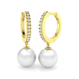 "Cleve Elegant Pearl Gold Earrings with 9.5ct Luxury Diamonds"