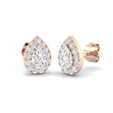 Halo Stud Earrings - 0.50 Carat Kitty Pear Teardrop