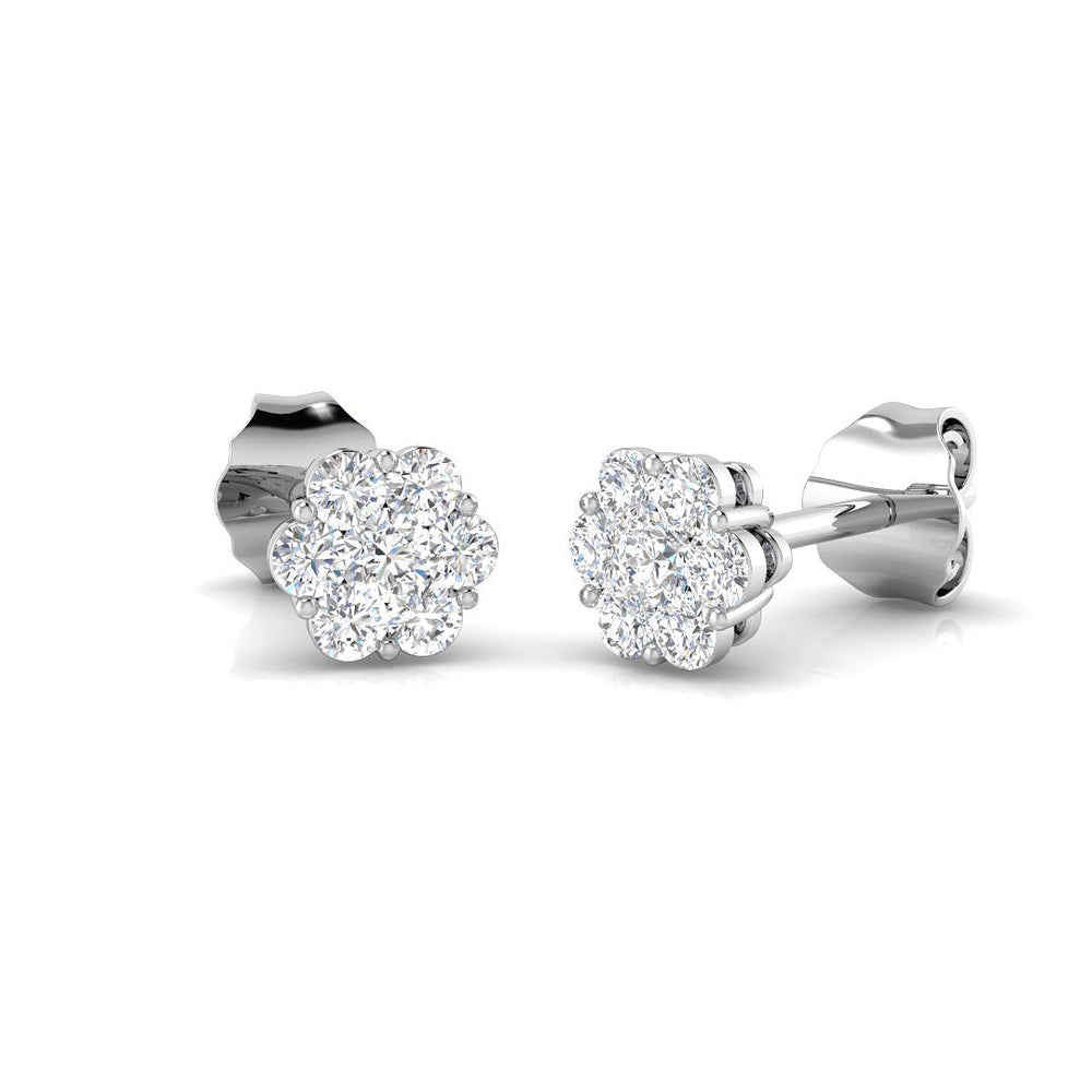 0.31ct Natural Diamond Round Cut Stud Earrings in 9K White Gold