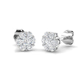 9ct White Gold 0.49ct Natural Diamond Cluster Earrings