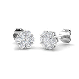 9ct White Gold 0.49ct Natural Diamond Cluster Earrings
