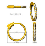 Boucles d'oreilles créoles en diamants ronds naturels et de synthèse de 1,50 carat | Sertissage pavé