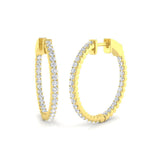 Tungy Gold Hoops Earrings with 1ct to 2ct Luxury Diamonds