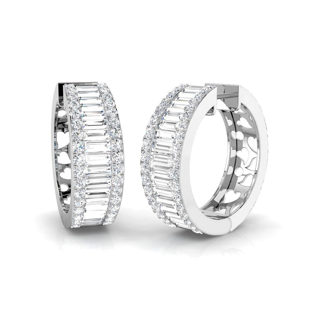 Hoop Earrings with Baguette and Round Diamonds | 3.5ct