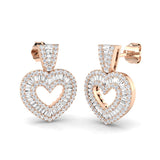 Heart Shape Diamond Dangle Drop Earrings | 2.5ct Gold