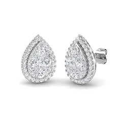 1.3 Carat D-E/VS Lab Grown Diamond Cluster Earring 9k White Gold Ready To Ship