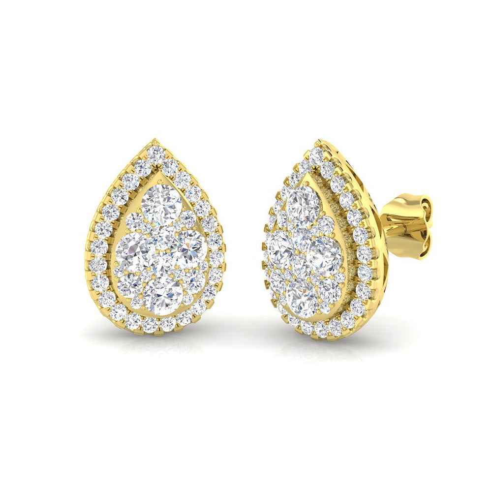 1.22ct Lab Diamond Round Cut Stud Earrings in 9K Yellow Gold