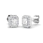 Halo Stud Earrings - 0.50 Carat Gigi Emerald Art Deco