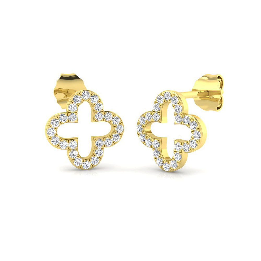 0.25ct Natural Diamond Round Cut Stud Earrings in 9K Yellow Gold