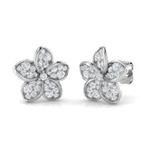 Beautiful 0.50Ct Diamond Flower Stud Earrings in White Gold