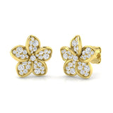 Beautiful 0.50Ct Diamond Flower Stud Earrings in White Gold