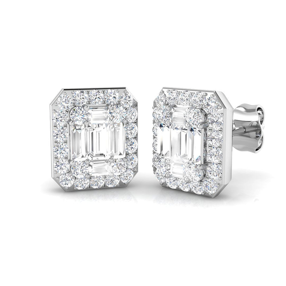 0.87ct Natural Diamond Round Cut Stud Earrings in 9K White Gold