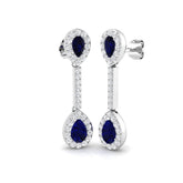 Blue Sapphire Drop Earrings White Gold