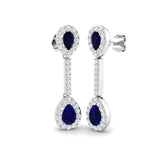 Blue Sapphire Drop Earrings White Gold