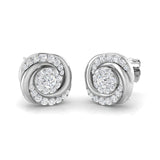 Elegant 0.50Ct Diamond Swirl Spiral Cluster Stud Earrings