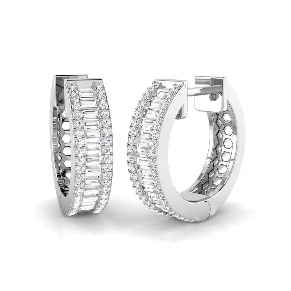 Hoop Earrings with Honeycomb Diamond Setting | 0.5ct-1ct