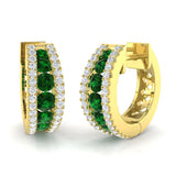 Hoop Earrings - Giggy Luxury 1.25ct Emerald Diamond Gold