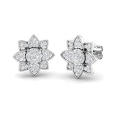 Stunning 1.0Ct Diamond Lotus Floral Stud Earrings in Rose Gold