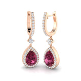 Hoop Earrings - Trophy 4.5ct Pink Pear Diamond Gold