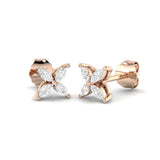 Stud Earrings with Marquise Cut Diamond Floral Cluster