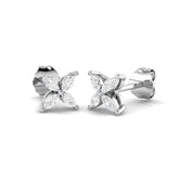 Stud Earrings with Marquise Cut Diamond Floral Cluster