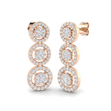 Trooy 1ct Gold Drop & Trilogy Diamond Earrings - Elegant Jewelry Design