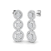 Trooy 1ct Gold Drop & Trilogy Diamond Earrings - Elegant Jewelry Design