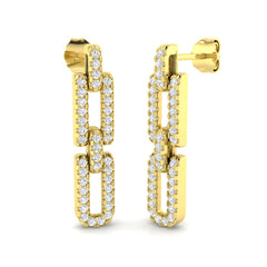 0.6 Carat D-E/VS Lab Grown Diamond Drop & Trilogy Earring 9k Yellow Gold Ready To Ship