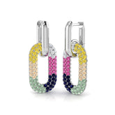 Luxury 2.0Ct Multi-Color Gemstone Paperclip Link Drop Earrings