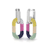 Luxury 2.0Ct Multi-Color Gemstone Paperclip Link Drop Earrings
