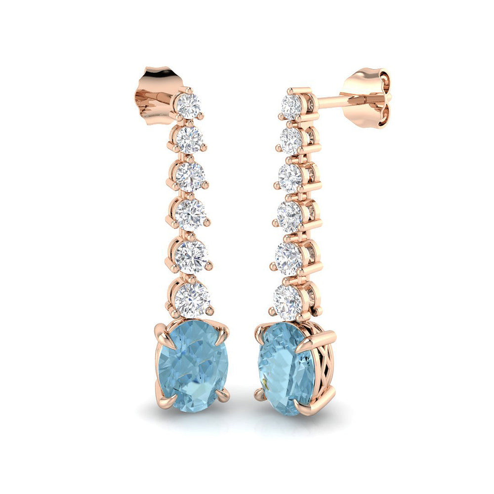 Aquamarine Drop Earrings with Graduated Diamonds