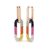 Vibrant 3.0Ct Rainbow Gemstone Paperclip Link Drop Earrings